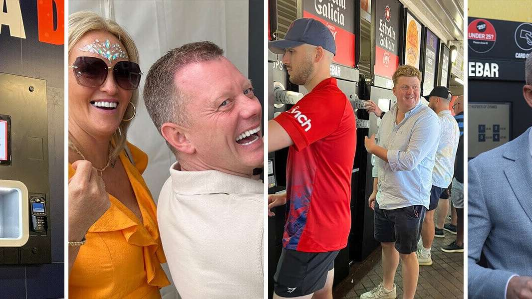 A four-image montage of photos showing EBars and fans at a range of events