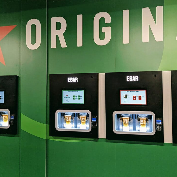 Heineken-branded 5-unit Beerwall at the Amex Stadium, Brighton and Hove Albion FC